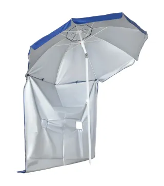 Sombrilla de Playa con Panel Lateral Ø191x211 cm con Manivela Manual Techo Inclinable 2 Bolsillos 2 Ventanas para Jardín