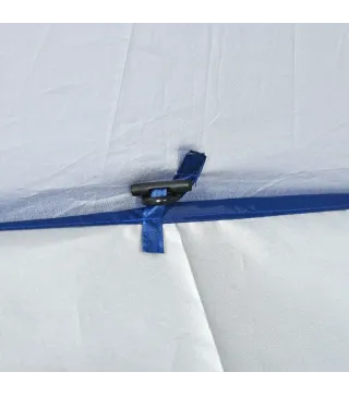 Sombrilla de Playa con Panel Lateral Ø191x211 cm con Manivela Manual Techo Inclinable 2 Bolsillos 2 Ventanas para Jardín