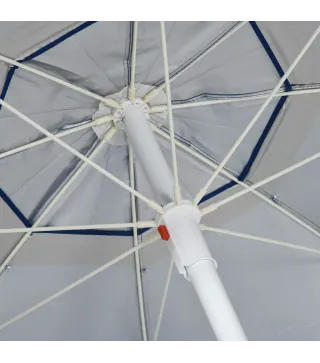 Sombrilla de Playa con Panel Lateral Ø191x211 cm con Manivela Manual Techo Inclinable 2 Bolsillos 2 Ventanas para Jardín