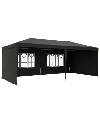 Carpa de Jardín 6x3m con 4 Paredes Laterales 2 Ventanas Visibles Cenador Gazebo de Exterior para Fiestas Eventos Gris