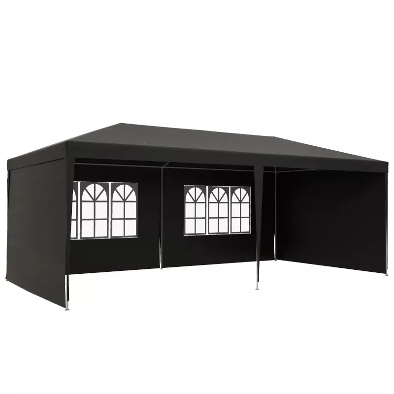 Carpa de Jardín 6x3m con 4 Paredes Laterales 2 Ventanas Visibles Cenador Gazebo de Exterior para Fiestas Eventos Gris Carpa de Jardín 6x3m con 4 Paredes Laterales 2 Ventanas Visibles Cenador Gazebo de Exterior para Fiestas Eventos Gris
