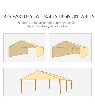 Carpa de Jardín 6x3m con 4 Paredes Laterales 2 Ventanas Visibles Cenador Gazebo de Exterior para Fiestas Eventos Gris