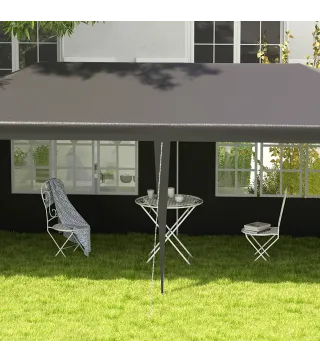 Carpa de Jardín 6x3m con 4 Paredes Laterales 2 Ventanas Visibles Cenador Gazebo de Exterior para Fiestas Eventos Gris