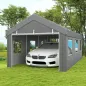 Garaje Exterior para Coche 6x3 m Impermeable con Tejido PE Resistente Marco de Acero Paredes Desmontables Gris Claro