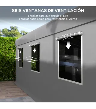 Garaje Exterior para Coche 6x3 m Impermeable con Tejido PE Resistente Marco de Acero Paredes Desmontables Gris Claro