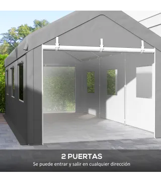 Garaje Exterior para Coche 6x3 m Impermeable con Tejido PE Resistente Marco de Acero Paredes Desmontables Gris Claro