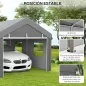 Garaje Exterior para Coche 6x3 m Impermeable con Tejido PE Resistente Marco de Acero Paredes Desmontables Gris Claro