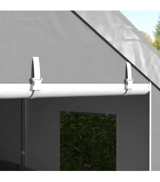 Garaje Exterior para Coche 6x3 m Impermeable con Tejido PE Resistente Marco de Acero Paredes Desmontables Gris Claro