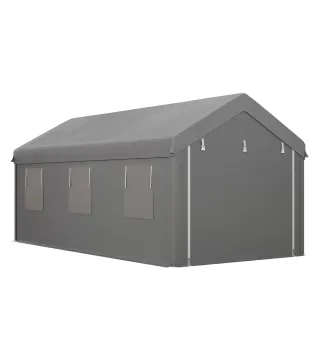 Garaje Exterior para Coche 6x3 m Impermeable con Tejido PE Resistente Marco de Acero Paredes Desmontables Gris Claro
