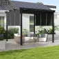 Cenador para Exterior 3x3 m con Techo Deslizante Marco de Acero Impermeable y Anti-UV para Terraza Patio Gris Oscuro