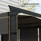 Cenador para Exterior 3x3 m con Techo Deslizante Marco de Acero Impermeable y Anti-UV para Terraza Patio Gris Oscuro