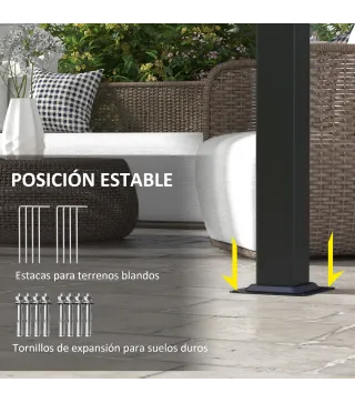 Cenador para Exterior 3x3 m con Techo Deslizante Marco de Acero Impermeable y Anti-UV para Terraza Patio Gris Oscuro