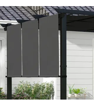 Cenador para Exterior 3x3 m con Techo Deslizante Marco de Acero Impermeable y Anti-UV para Terraza Patio Gris Oscuro