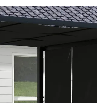 Cenador para Exterior 3x3 m con Techo Deslizante Marco de Acero Impermeable y Anti-UV para Terraza Patio Gris Oscuro