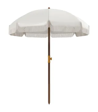 Sombrilla de Playa con Flecos Ø190x210 cm con 8 Varillas Apertura Manual Anti-UV Impermeable y Bolsa de Transporte Gris