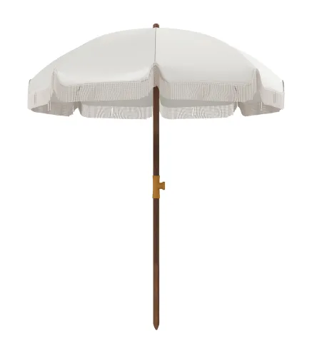 Sombrilla de Playa con Flecos Ø190x210 cm con 8 Varillas Apertura Manual Anti-UV Impermeable y Bolsa de Transporte Gris