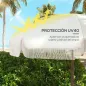 Sombrilla de Playa con Flecos Ø190x210 cm con 8 Varillas Apertura Manual Anti-UV Impermeable y Bolsa de Transporte Gris