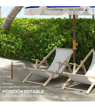 Sombrilla de Playa con Flecos Ø190x210 cm con 8 Varillas Apertura Manual Anti-UV Impermeable y Bolsa de Transporte Gris