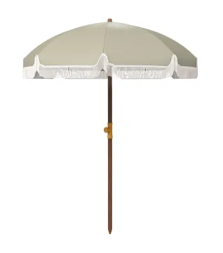 Sombrilla de Playa con Flecos Ø190x210 cm con Protección UV40+ Antiviento Impermeable y Bolsa de Transporte Verde