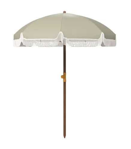 Sombrilla de Playa con Flecos Ø190x210 cm con Protección UV40+ Antiviento Impermeable y Bolsa de Transporte Verde