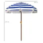 Sombrilla de Playa con Flecos Ø190x210 cm con Protección UV40+ Antiviento Impermeable Bolsa de Transporte Azul y Blanco