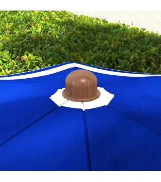 Sombrilla de Playa con Flecos Ø190x210 cm con Protección UV40+ Antiviento Impermeable Bolsa de Transporte Azul y Blanco