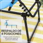Tumbona de Jardín con Toldo Ajustable Respaldo Regulable 4 Niveles Reposacabezas para Terraza 70x200x45 cm Azul Claro