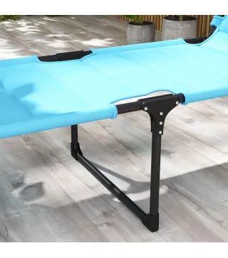 Tumbona de Jardín con Toldo Ajustable Respaldo Regulable 4 Niveles Reposacabezas para Terraza 70x200x45 cm Azul Claro