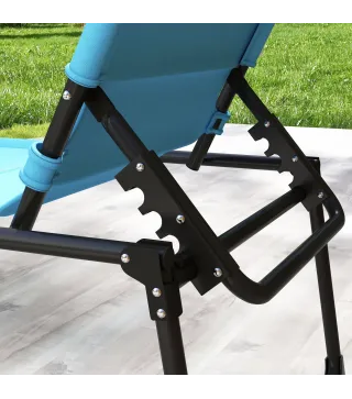 Tumbona de Jardín con Toldo Ajustable Respaldo Regulable 4 Niveles Reposacabezas para Terraza 70x200x45 cm Azul Claro