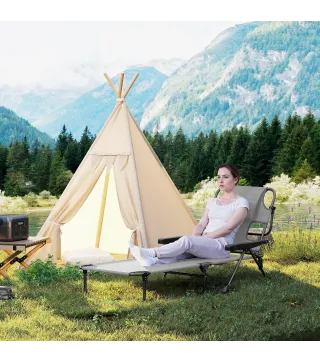 Tumbona Plegable Respaldo Ajustable Orificio de Lectura Reposacabezas y Brazos Carga 120 kg 145x72x89 cm Gris Oscuro