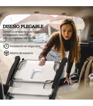 Tumbona de Jardín Plegable con Respaldo Ajustable en 4 Niveles Orificio de Lectura y Reposacabezas 194x72x31 cm Crema