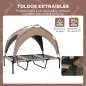 Cama para Perros Elevada con Toldo Marco de Acero y Bolsa de Transporte para Interior y Exterior 106x76x94 cm Café