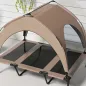 Cama para Perros Elevada con Toldo Marco de Acero y Bolsa de Transporte para Interior y Exterior 106x76x94 cm Café