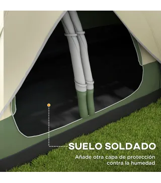 Tienda de Campaña Plegable con 2 Habitaciones y Bolsa de Transporte Impermeable 450x215x180 cm Verde Oliva y Marrón