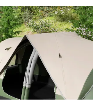 Tienda de Campaña Plegable con 2 Habitaciones y Bolsa de Transporte Impermeable 450x215x180 cm Verde Oliva y Marrón