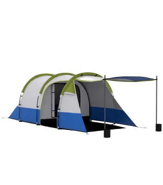 Tienda de Campaña Plegable para 3 Personas 2 Habitaciones Bolsa de Transporte 420x200x150 cm Azul Oscuro y Verde