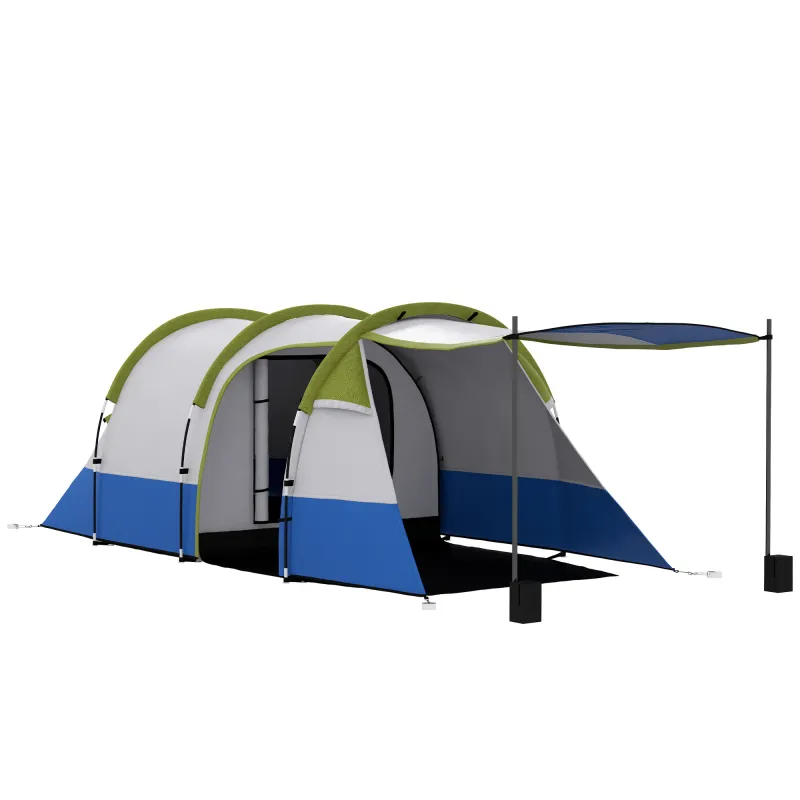 Tienda de Campaña Plegable para 2 Personas 2 Habitaciones Bolsa de Transporte 420x200x150 cm Azul Oscuro y Verde