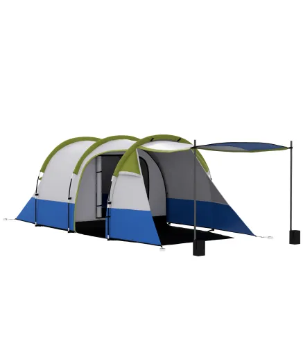 Tienda de Campaña Plegable para 3 Personas 2 Habitaciones Bolsa de Transporte 420x200x150 cm Azul Oscuro y Verde