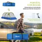 Tienda de Campaña Plegable para 3 Personas 2 Habitaciones Bolsa de Transporte 420x200x150 cm Azul Oscuro y Verde