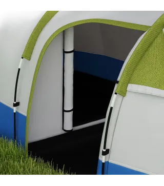 Tienda de Campaña Plegable para 3 Personas 2 Habitaciones Bolsa de Transporte 420x200x150 cm Azul Oscuro y Verde