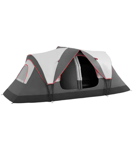 Tienda de Campaña Plegable con 2 Habitaciones y Bolsa de Transporte Impermeable para Senderismo 450x215x180 cm Gris