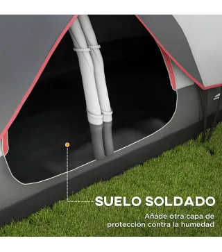Tienda de Campaña Plegable con 2 Habitaciones y Bolsa de Transporte Impermeable para Senderismo 450x215x180 cm Gris
