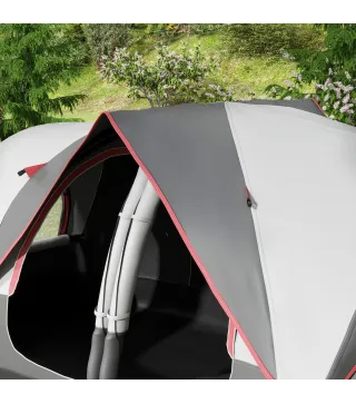 Tienda de Campaña Plegable con 2 Habitaciones y Bolsa de Transporte Impermeable para Senderismo 450x215x180 cm Gris