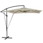 Parasol Excéntrico 247x247 cm con Base Cruzada Manivela Funda Protectora y Cubierta Ajustable 247x247x256 cm Caqui