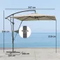 Parasol Excéntrico 247x247 cm con Base Cruzada Manivela Funda Protectora y Toldo Giratorio 360° 247x247x256 cm Caqui