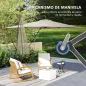 Parasol Excéntrico 247x247 cm con Base Cruzada Manivela Funda Protectora y Toldo Giratorio 360° 247x247x256 cm Caqui