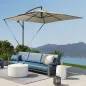 Parasol Excéntrico 247x247 cm con Base Cruzada Manivela Funda Protectora y Toldo Giratorio 360° 247x247x256 cm Caqui