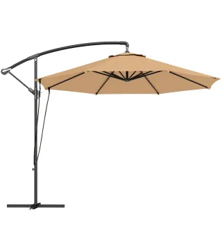 Parasol de Jardín Excéntrico Sombrilla con Funda para Sombrilla Protección UV 50+ y Base Cruzada Ø290x243 cm Caqui