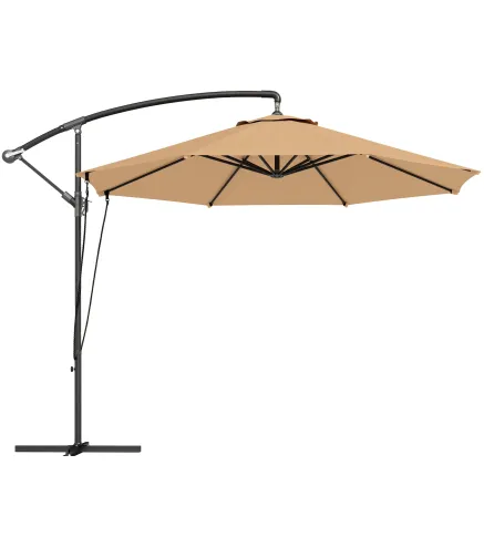 Parasol de Jardín Excéntrico Sombrilla con Funda para Sombrilla Protección UV 50+ y Base Cruzada Ø290x243 cm Caqui