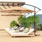 Parasol de Jardín Excéntrico Sombrilla con Funda para Sombrilla Protección UV 50+ y Base Cruzada Ø290x243 cm Caqui